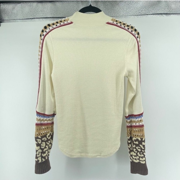 Free People Cream and Brown Long Sleeve Top - Picture 9 of 13